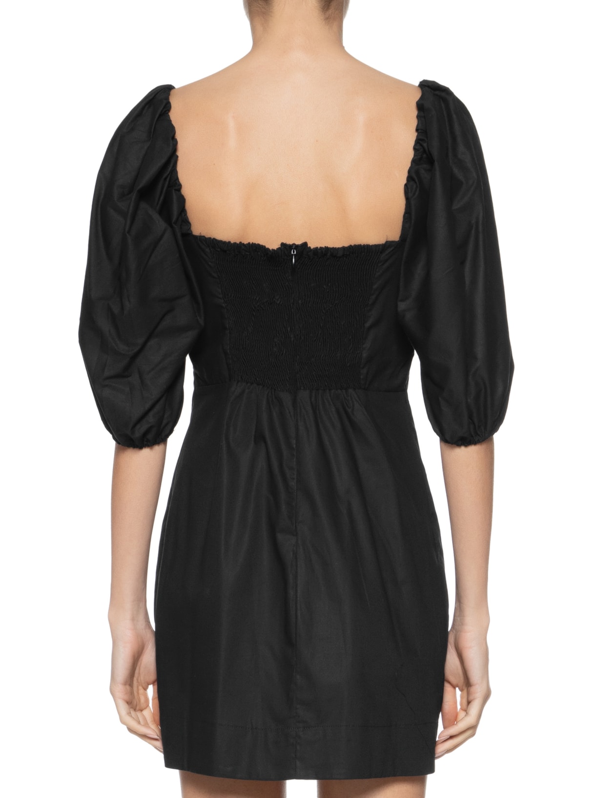 Vestido Curto Mangas Bufantes Preto  Farm