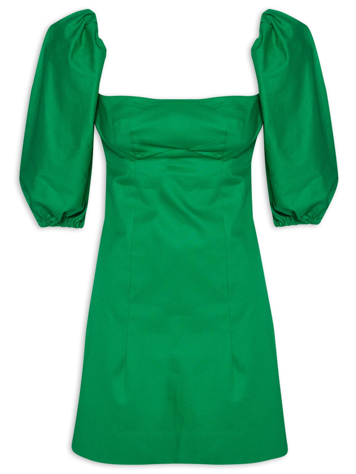 Vestido Curto Mangas Bufantes - Verde