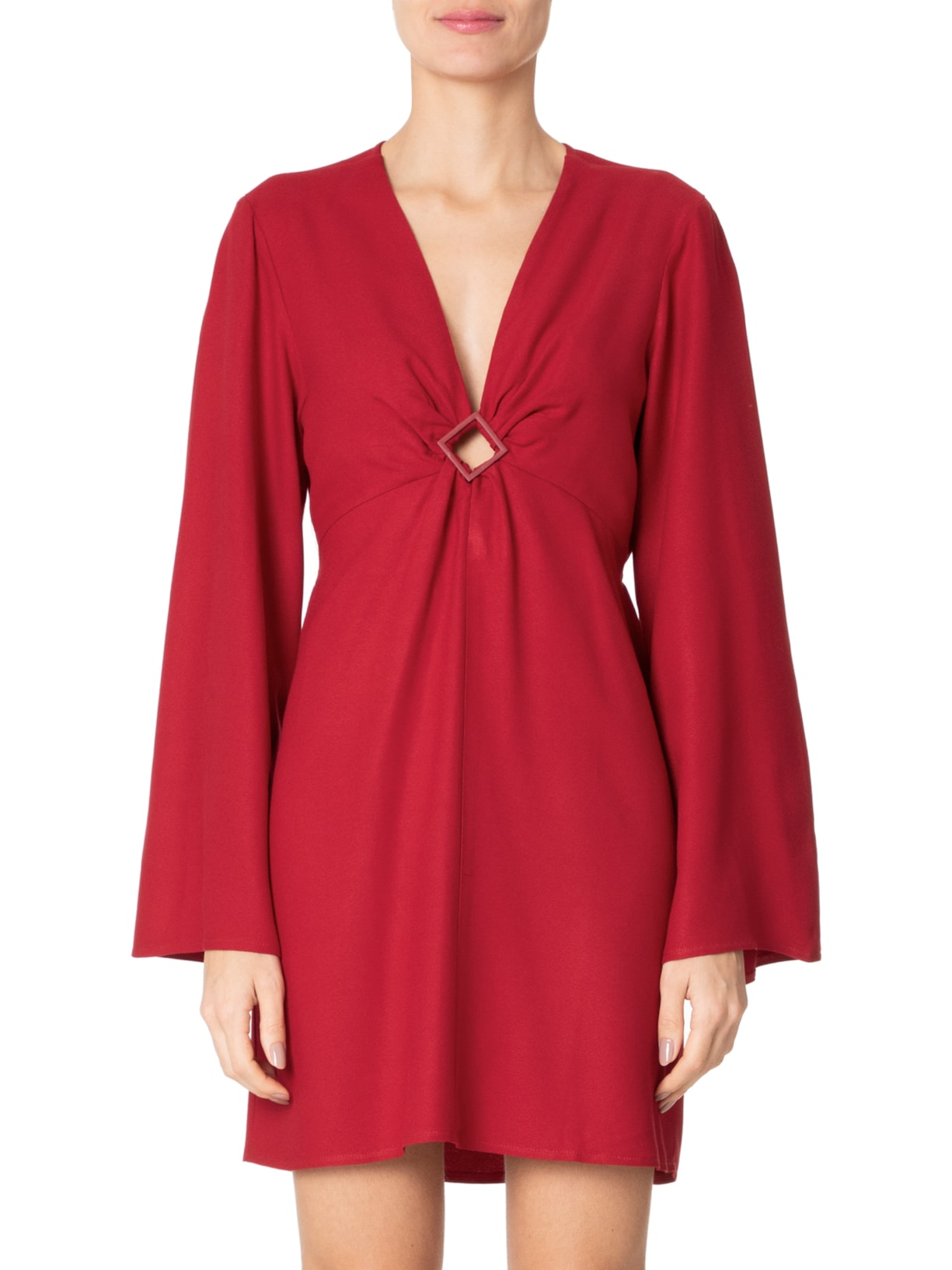 Vestido Curto Mangas Longas Vermelho Forum