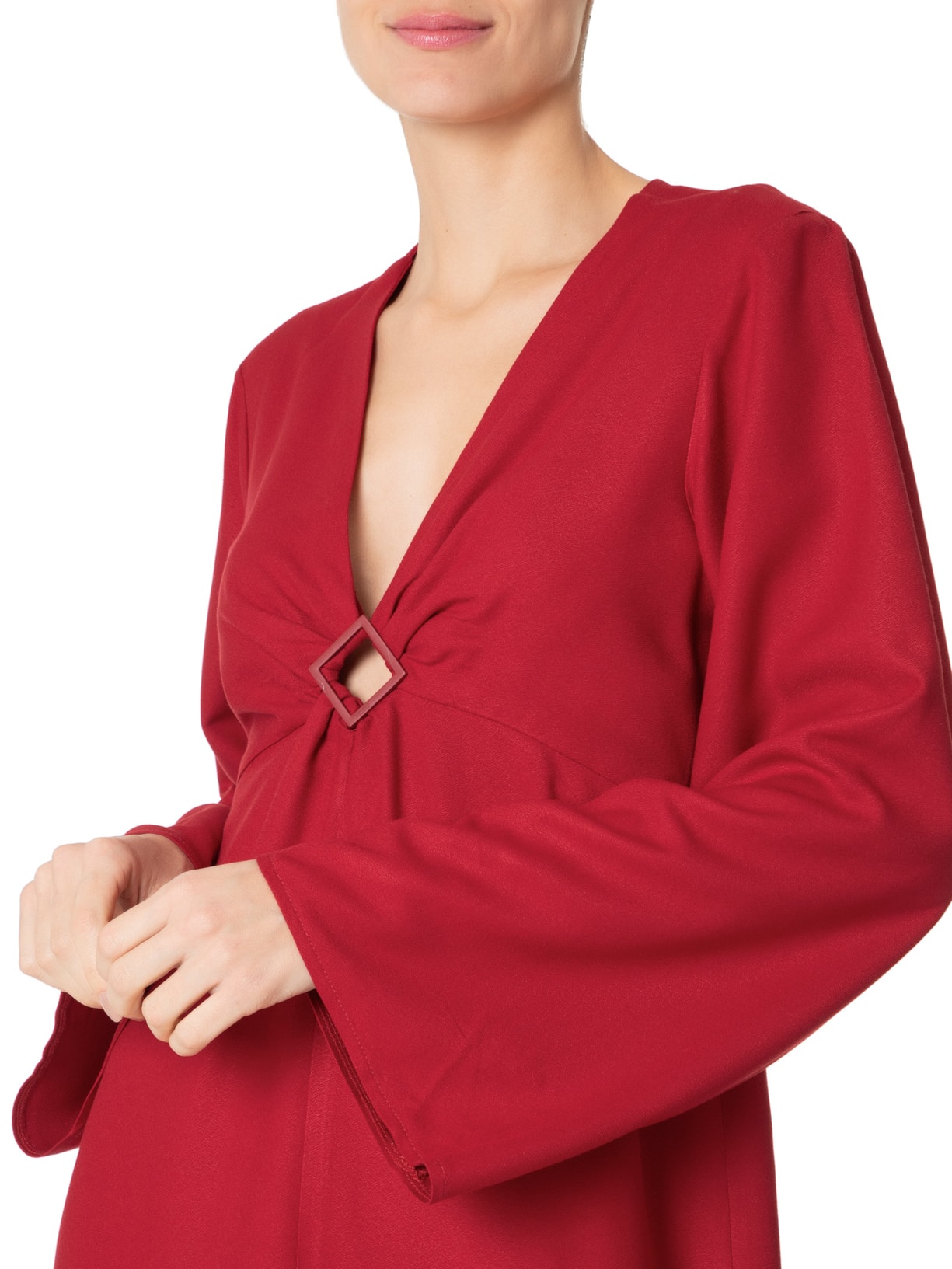 Vestido Curto Mangas Longas Vermelho Forum