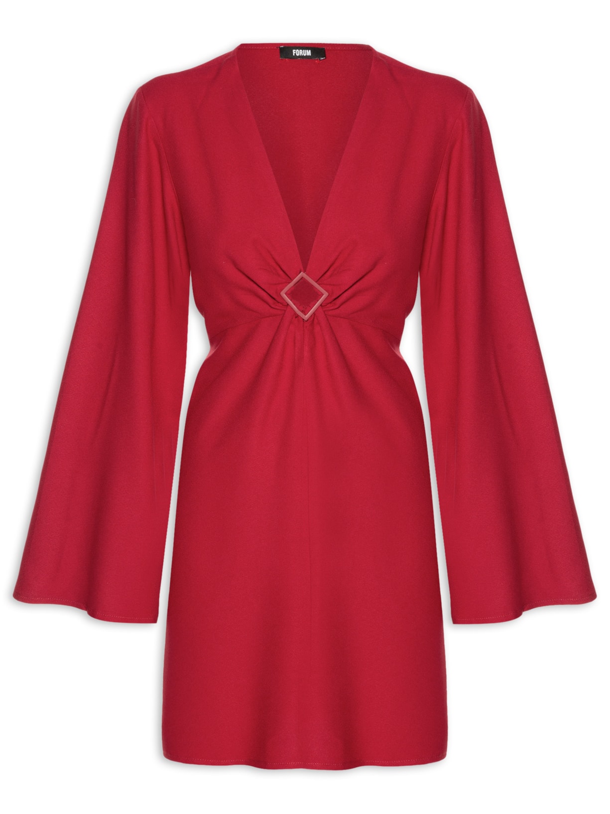 Vestido Curto Mangas Longas Vermelho Forum