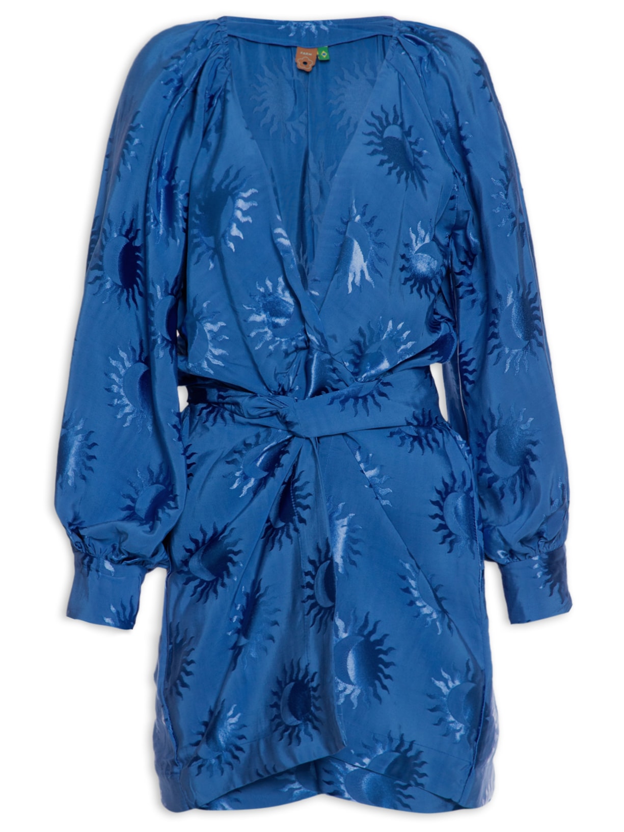 Vestido Curto Mangas Maré de Sol - Azul