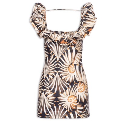 Vestido Curto Mar de Concha - Marrom 