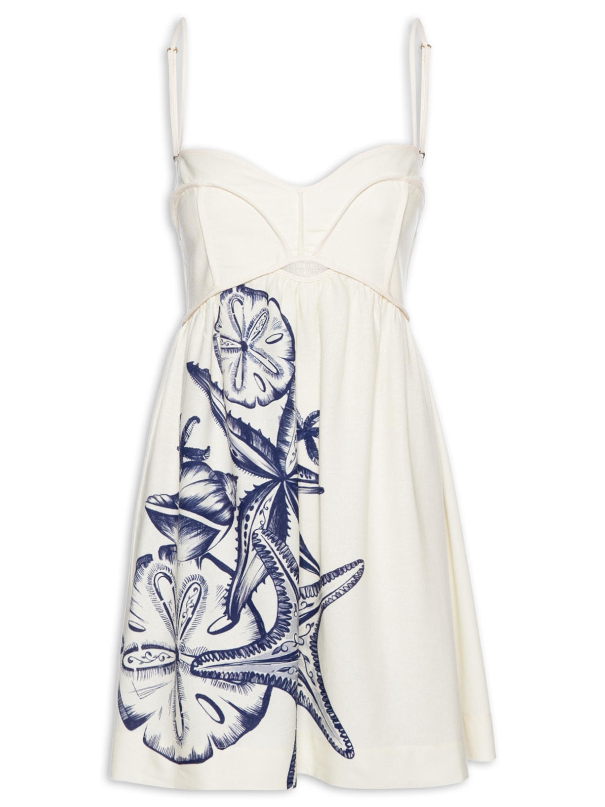 Vestido Curto Mar De Estrelas Off White Farm