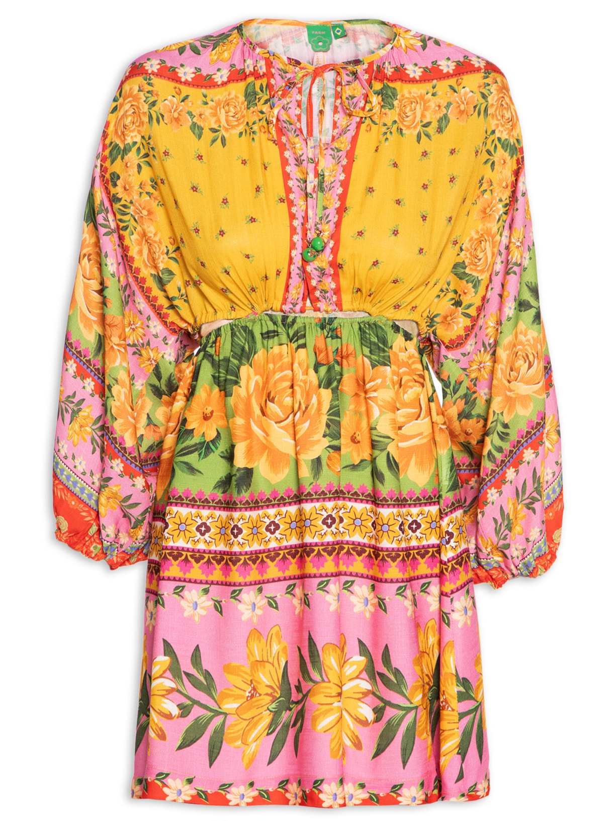 Vestido Curto Marias Flori - Amarelo