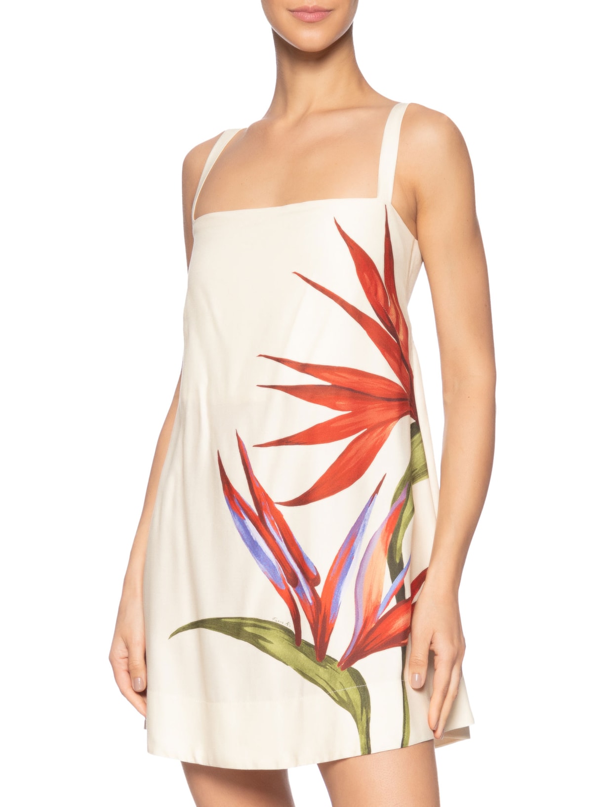 Vestido Curto Maxi Estrelicia Bege Farm