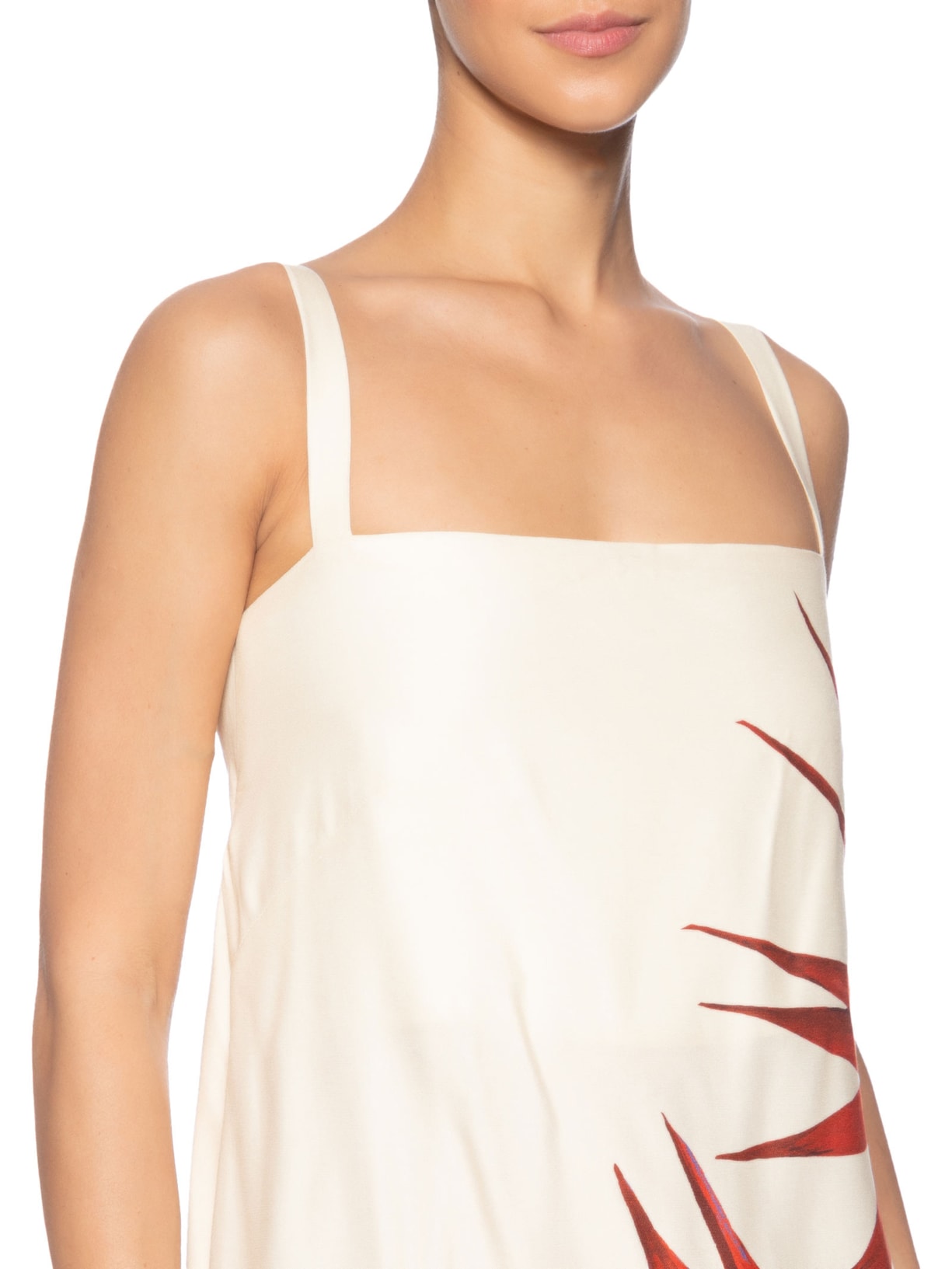 Vestido Curto Maxi Estrelicia Bege Farm