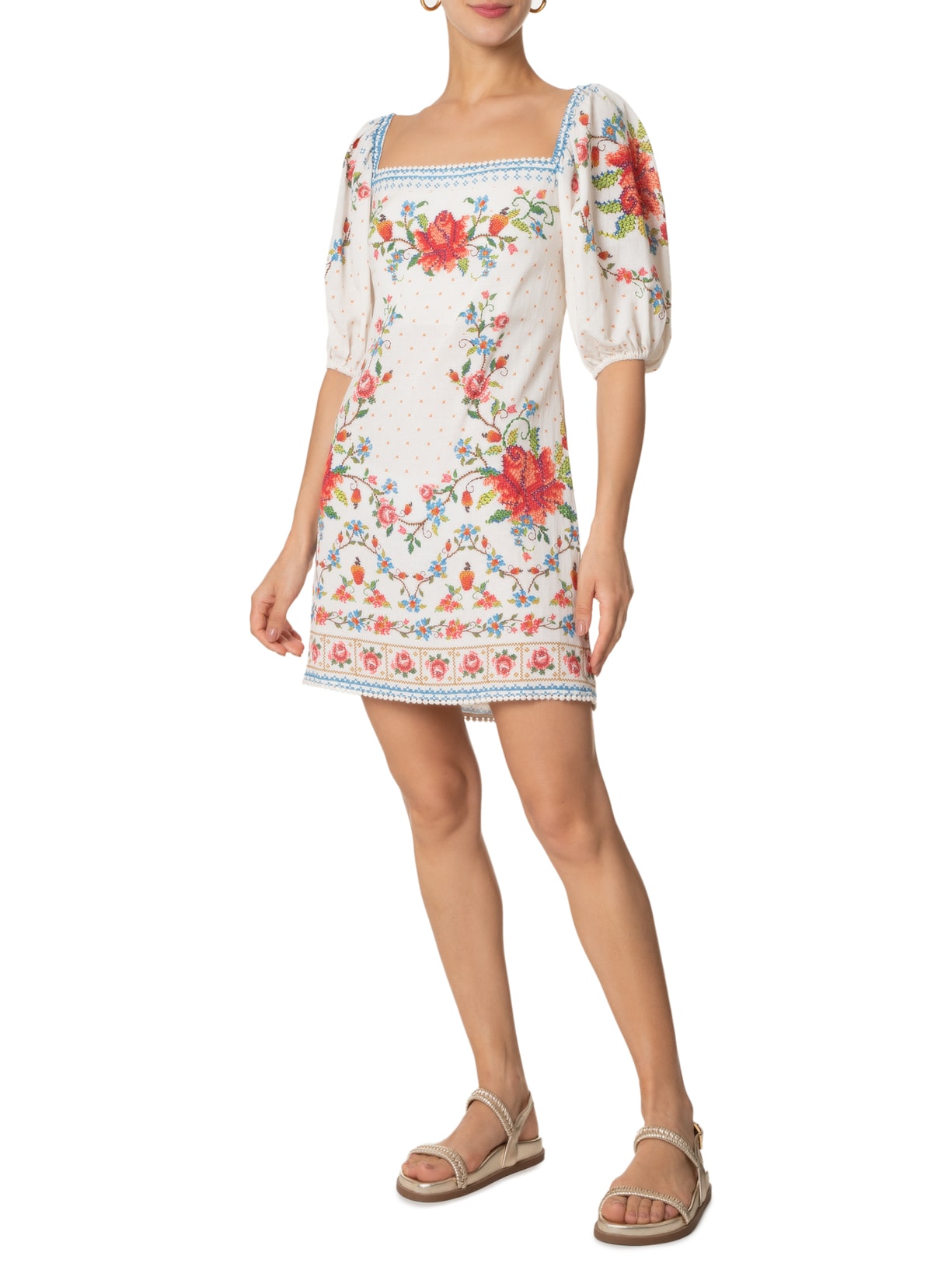 Vestido Curto Memorias De Flor Vermelho Farm