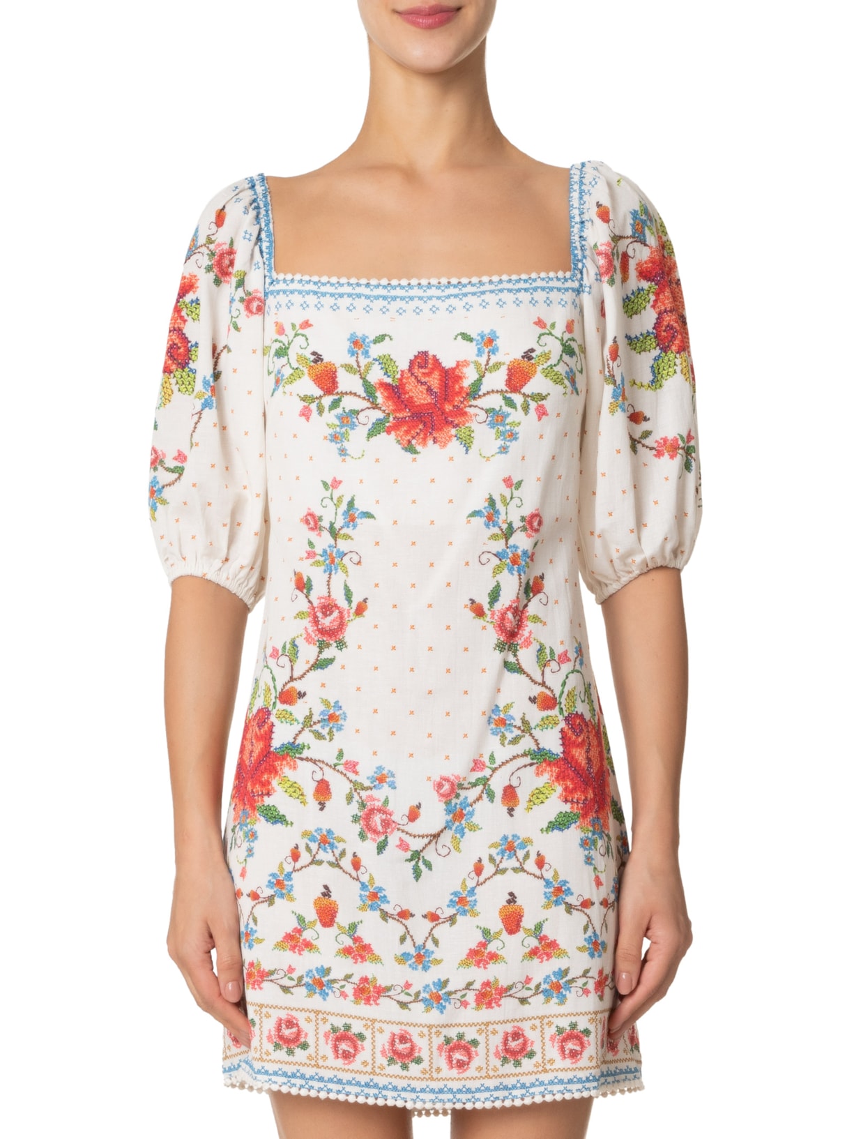 Vestido Curto Memorias De Flor Vermelho Farm