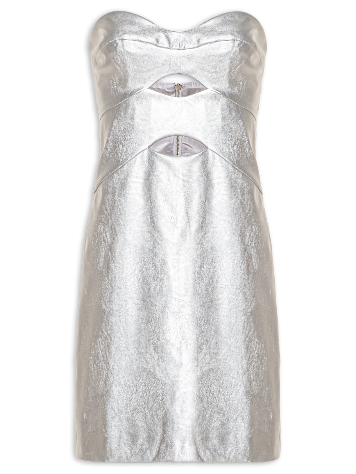 Vestido Curto Metálico - Prata