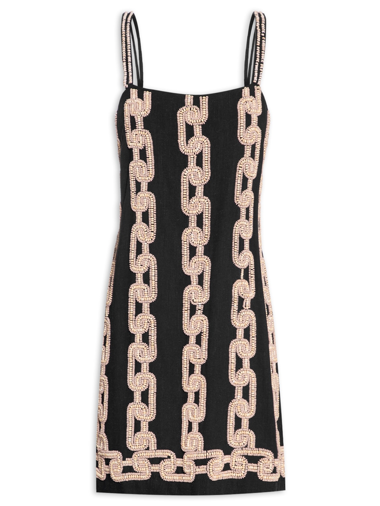 Vestido Curto Miçanga Grande - Preto