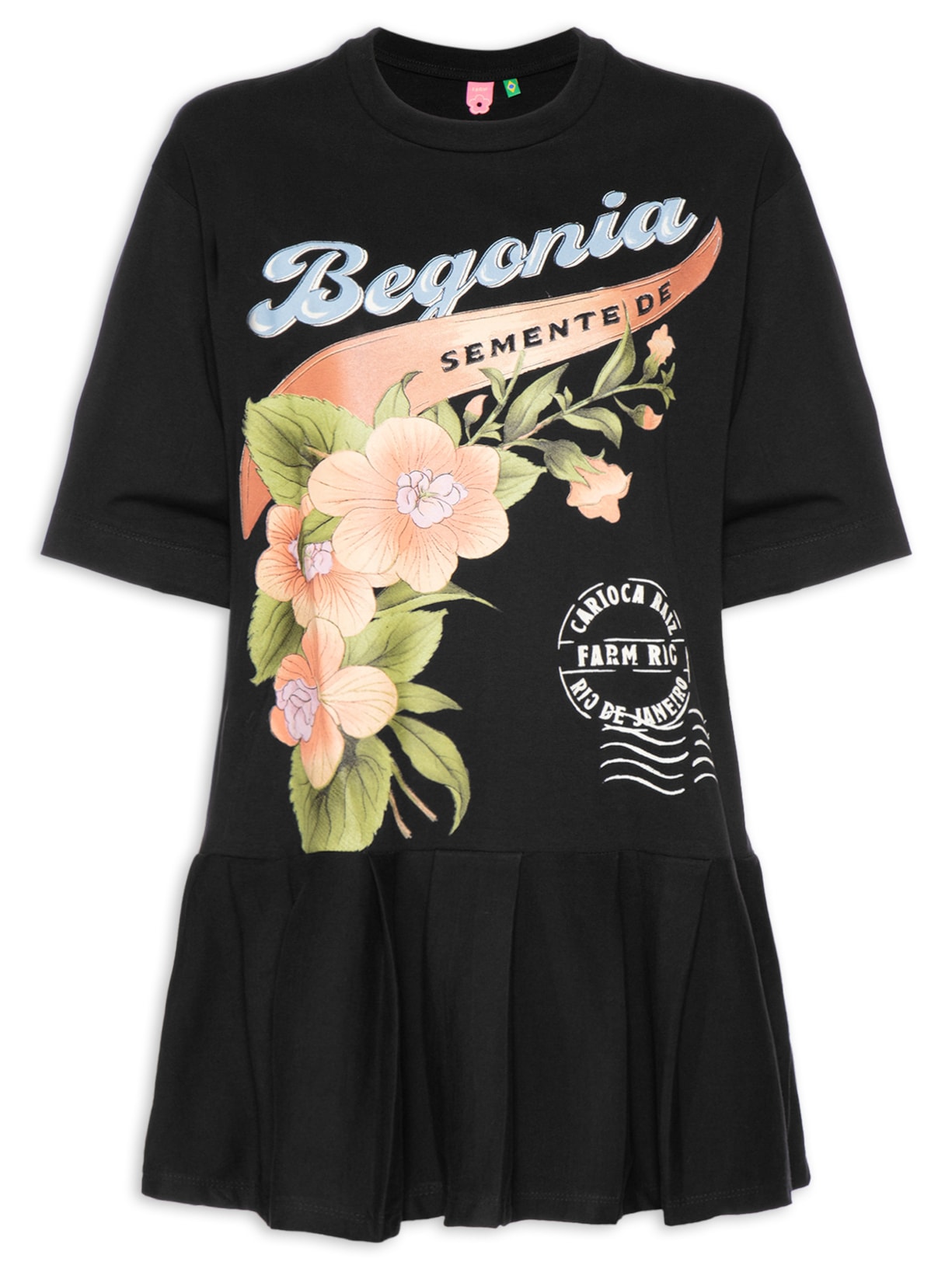 Vestido Curto Moletom Selos Do Brasil - Preto