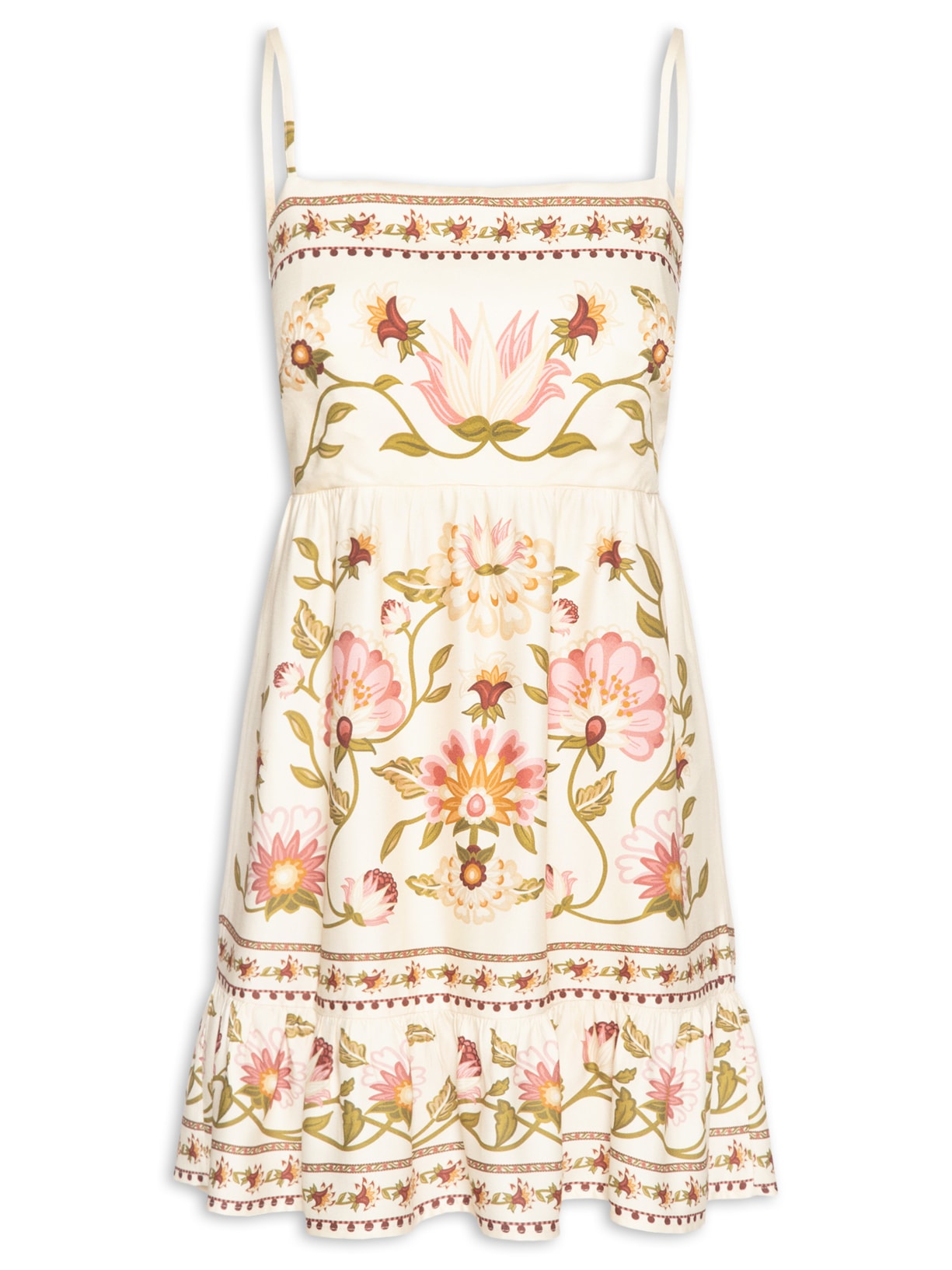 Vestido Curto Natureza Romântica - Bege