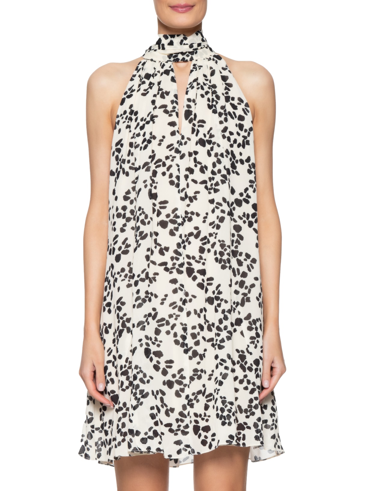 Vestido Curto Nesga Pois Granilite Branco Animale