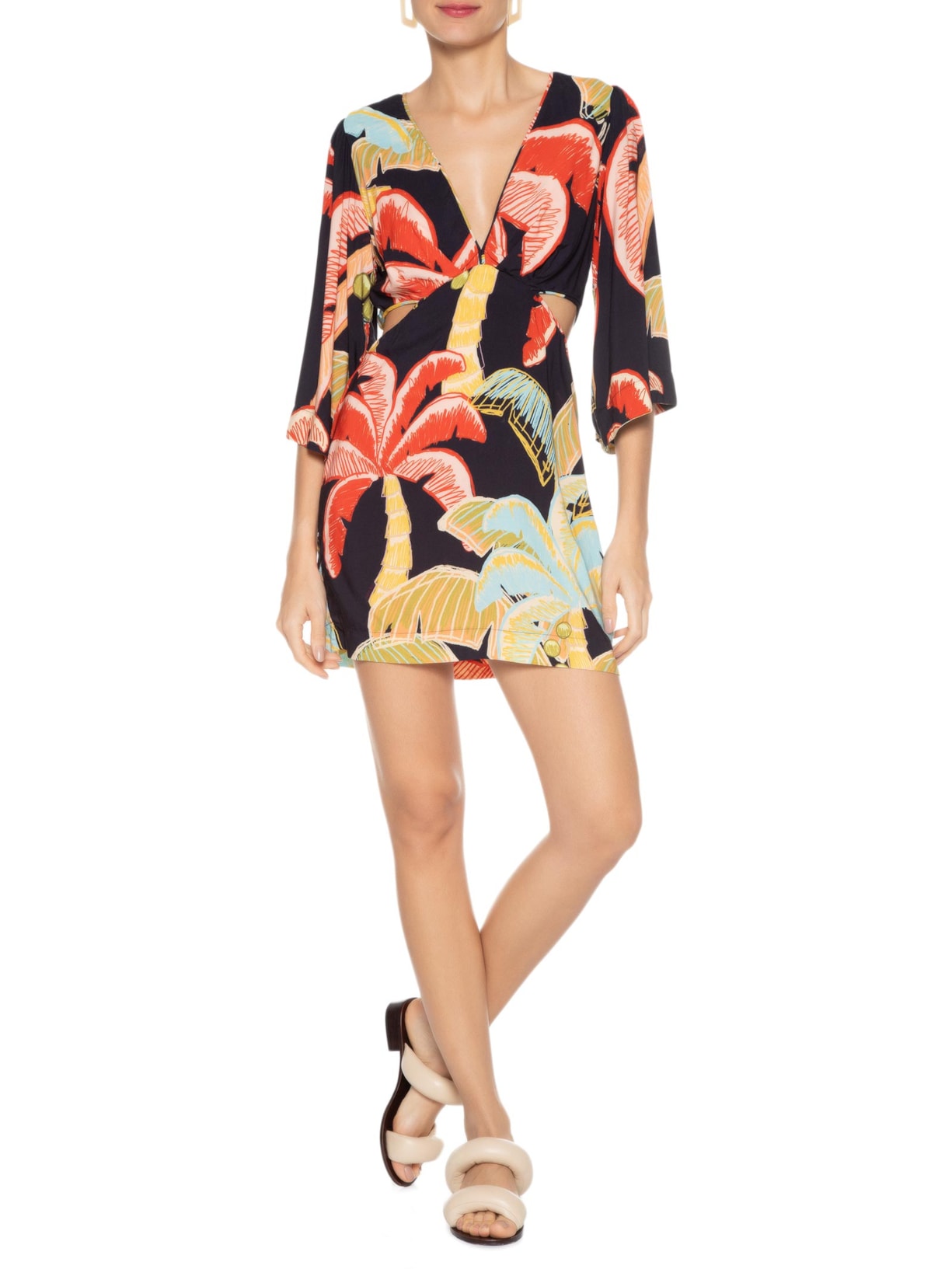 Vestido Curto Noite De Coqueiro Preto Farm