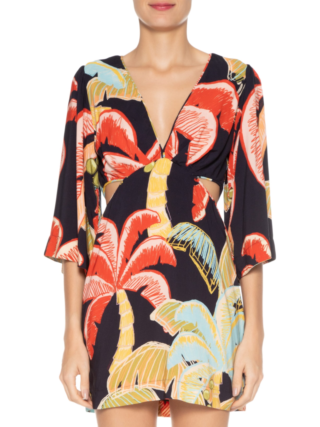 Vestido Curto Noite De Coqueiro Preto Farm