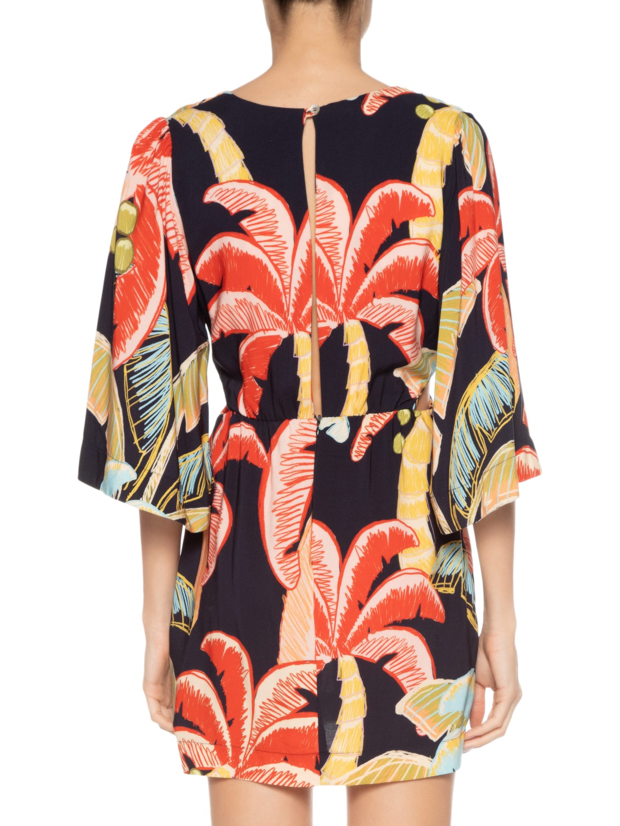 Vestido Curto Noite De Coqueiro Preto Farm