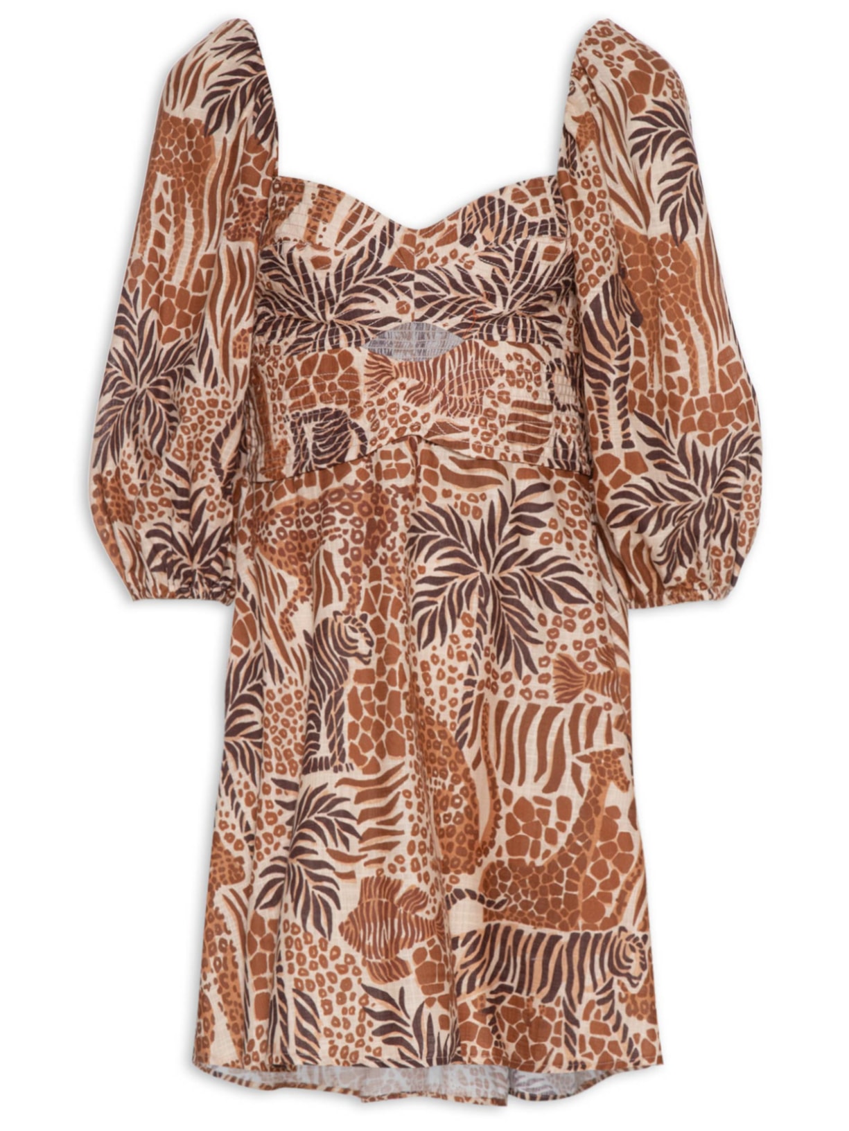 Vestido Curto Olhar Da Floresta - Marrom