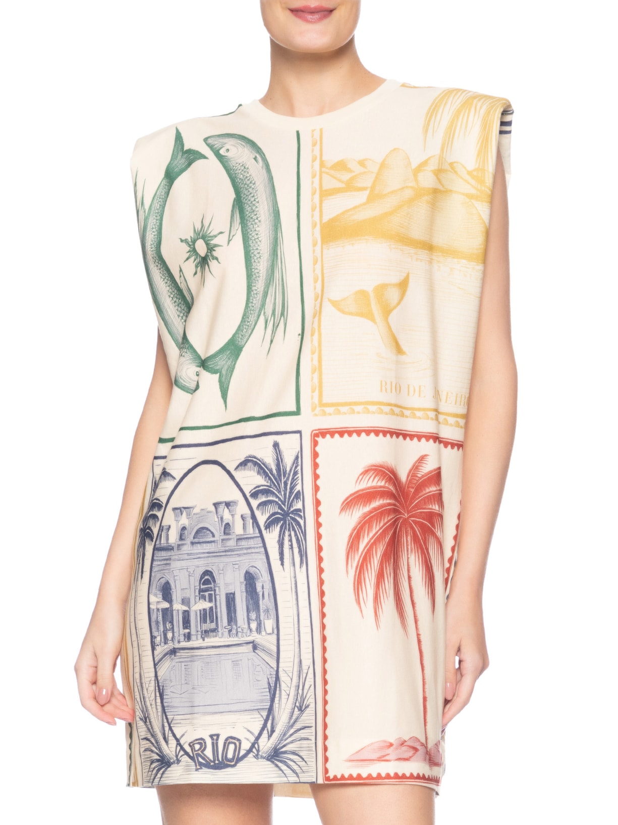  Vestido Curto Ombreira Brasil Vintage Bege Farm