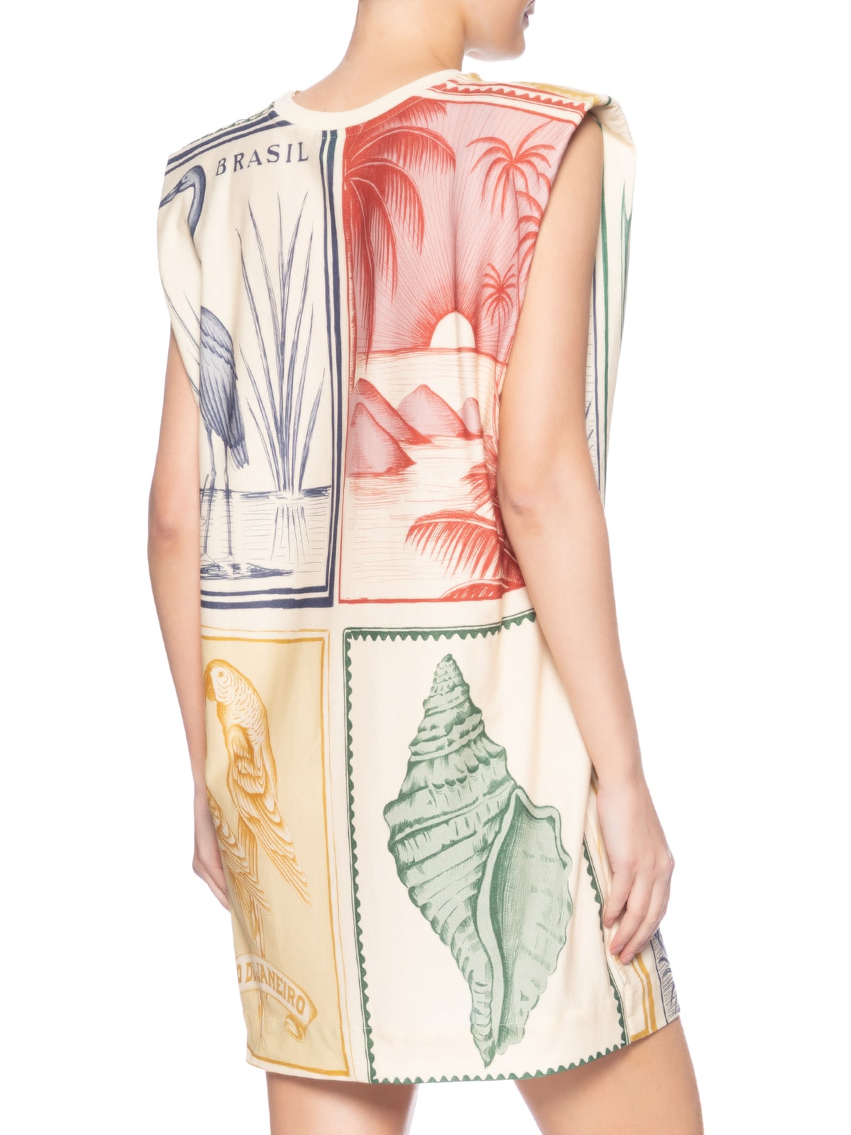  Vestido Curto Ombreira Brasil Vintage Bege Farm