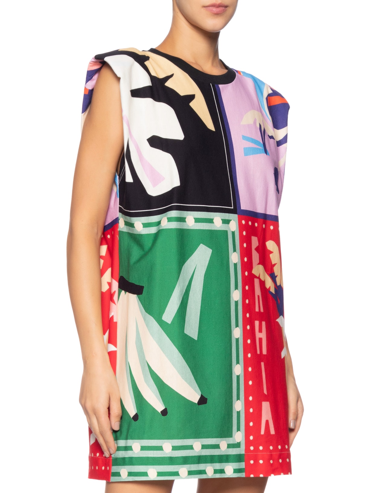 Vestido Curto Ombreira Lenço Brasil Verde Farm