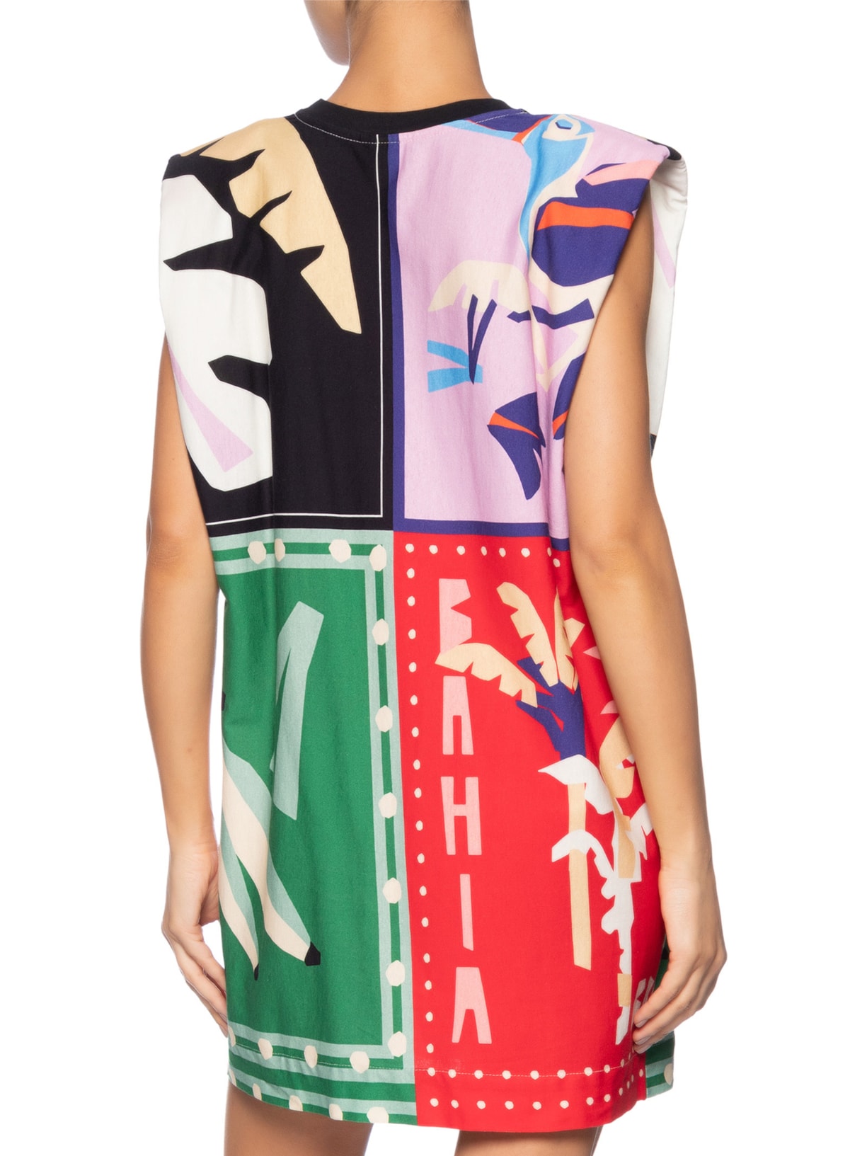 Vestido Curto Ombreira Lenço Brasil Verde Farm