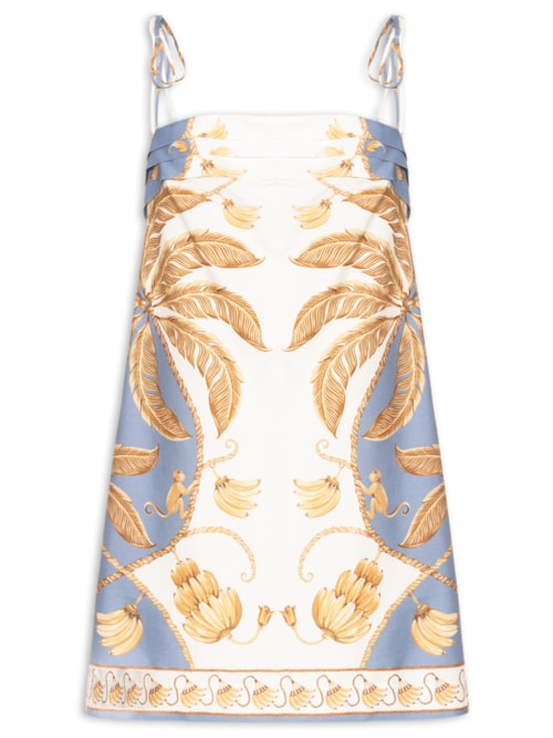 Vestido Curto Ourinho Tropical - Branco