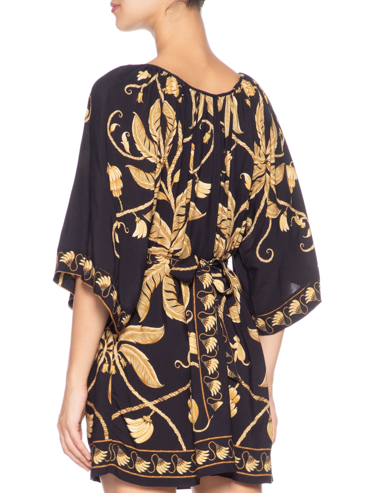 Vestido Curto Ourinho Tropical Preto Farm