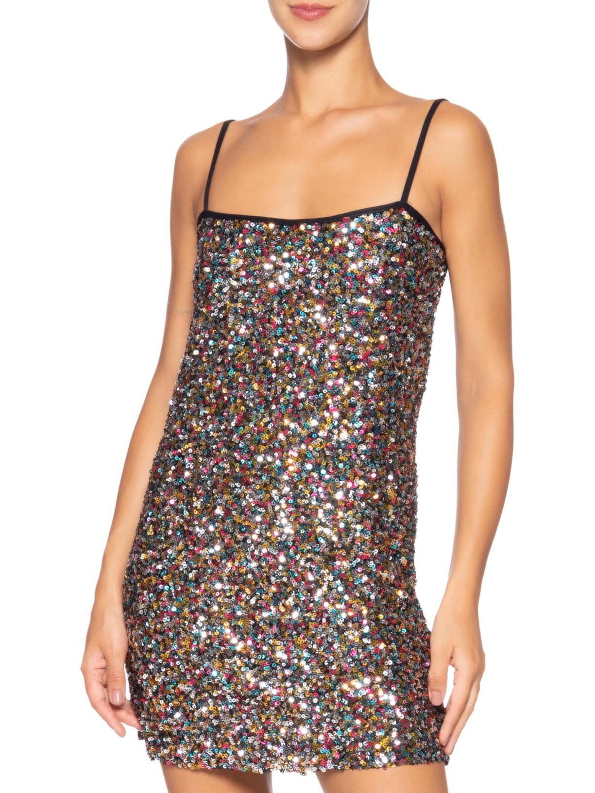 Vestido Curto Paetê Color Preto Dress To