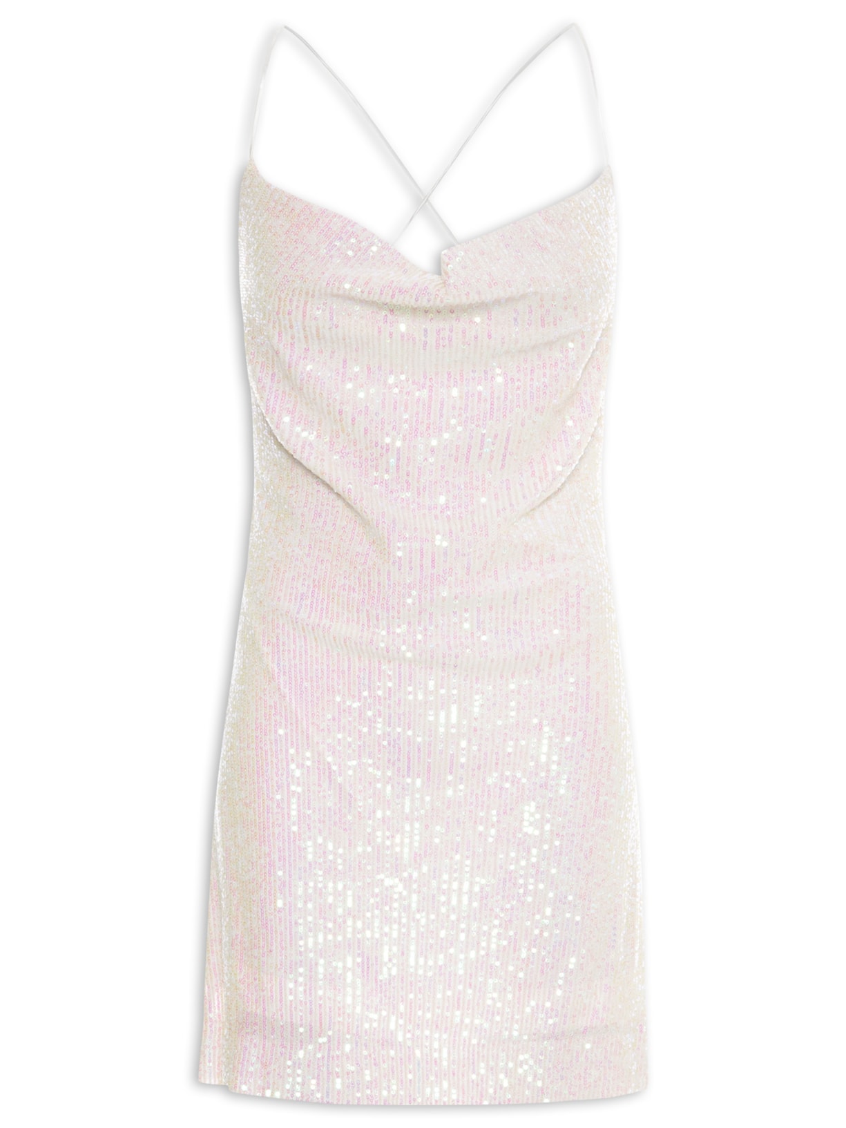 Vestido Curto Paetê - Off White