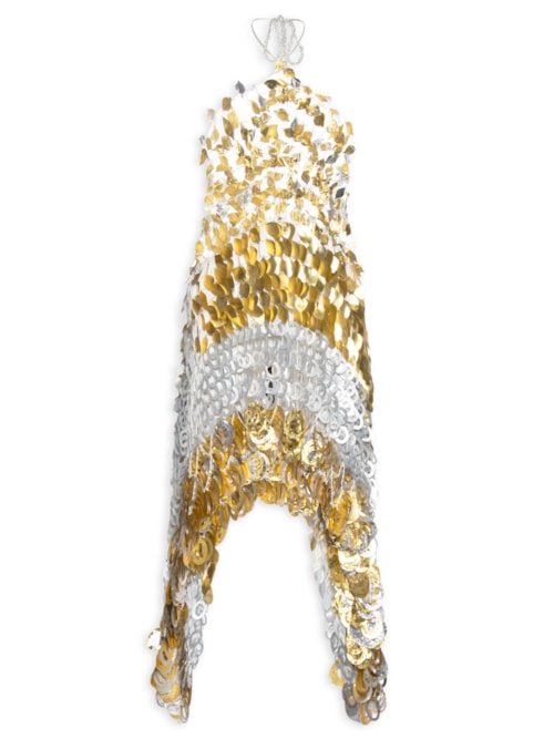 Vestido Curto Paetês Artesanais Sustentáveis - Dourado
