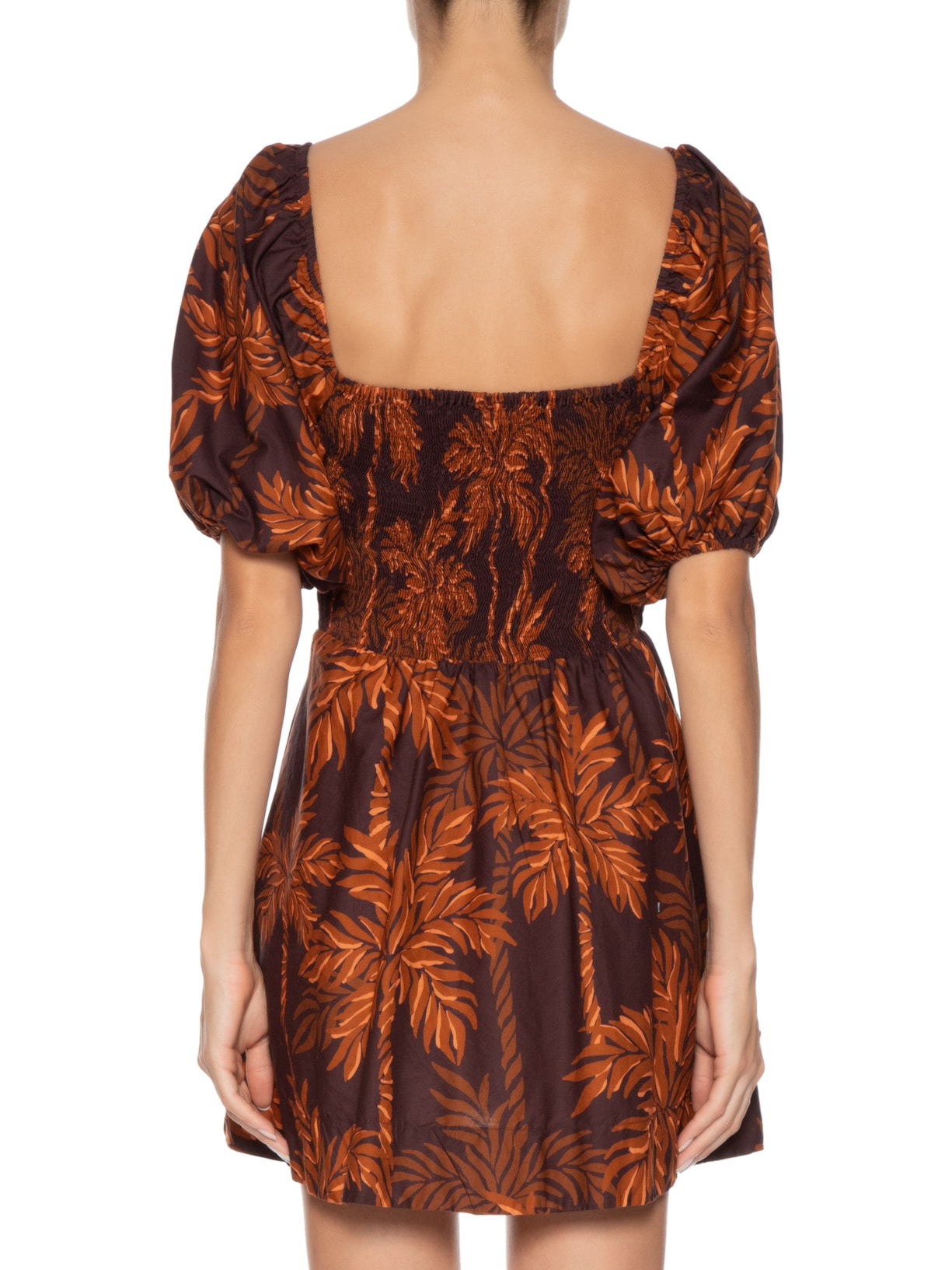 Vestido Curto Palmeiras Marrom Farm