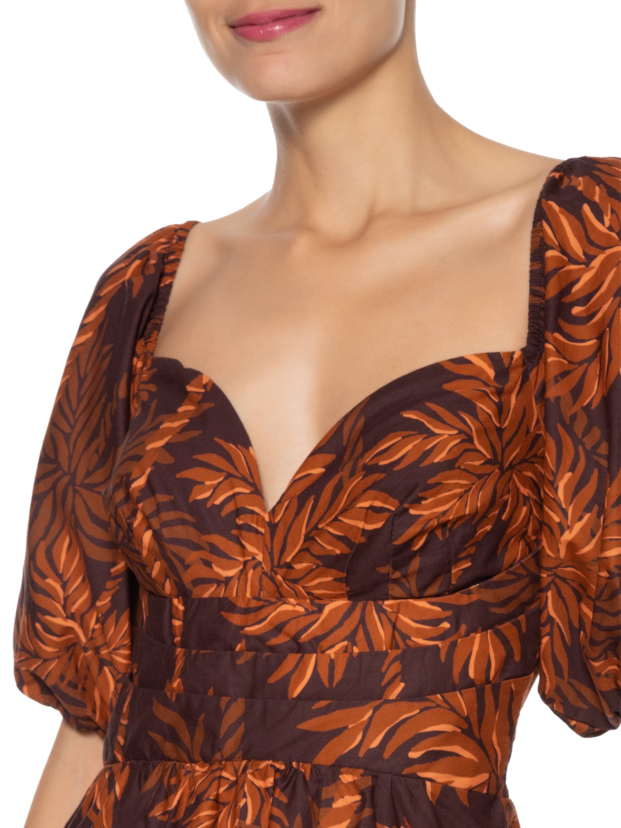 Vestido Curto Palmeiras Marrom Farm