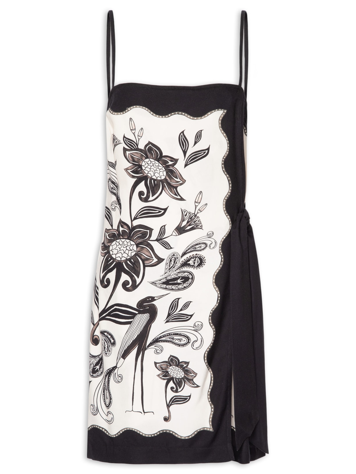 Vestido Curto Patch Tropical Preto Farm