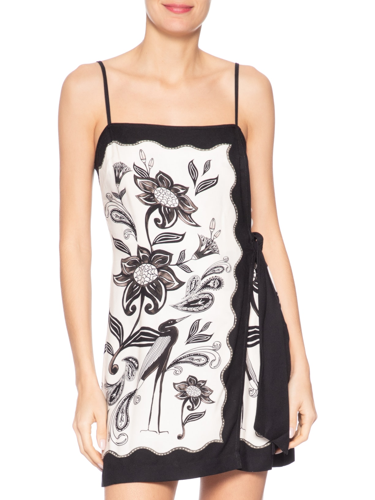 Vestido Curto Patch Tropical Preto Farm
