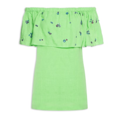 Vestido Curto Pedras Coloridas - Verde