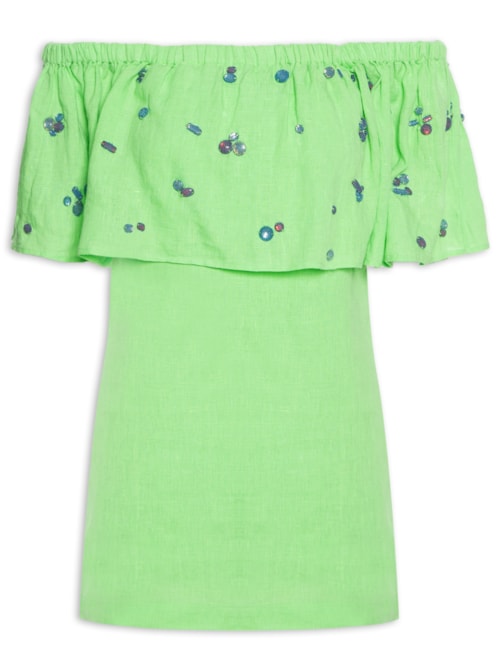 Vestido Curto Pedras Coloridas - Verde