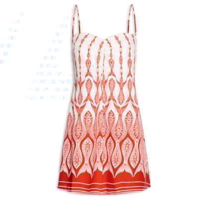 Vestido Curto Peixe Correnteza - Vermelho