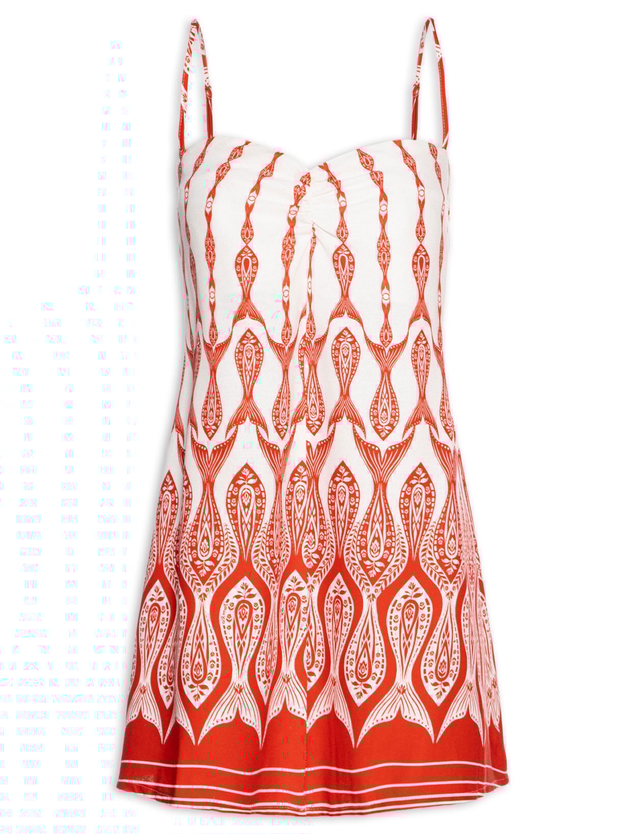 Vestido Curto Peixe Correnteza - Vermelho