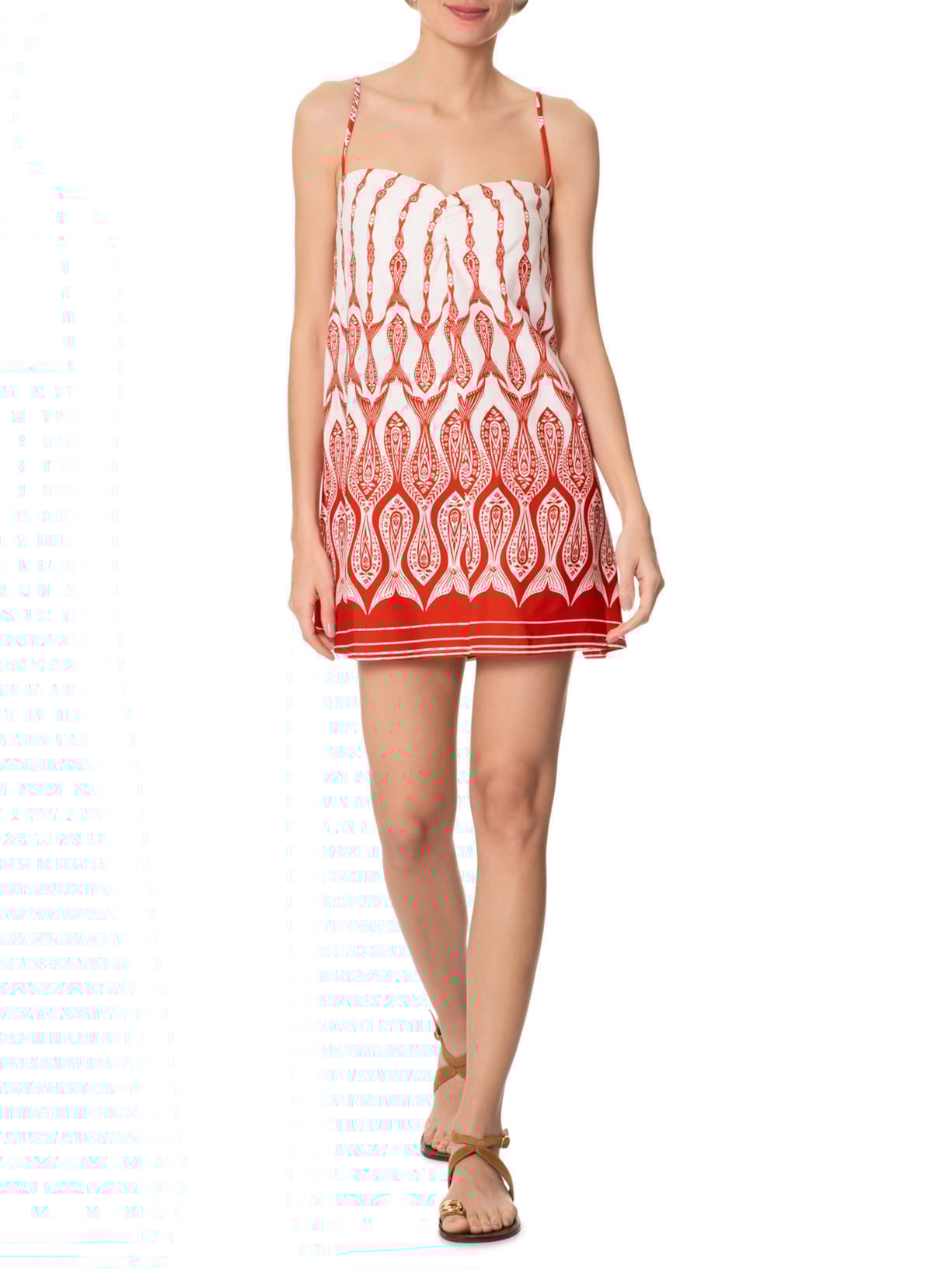 Vestido Curto Peixe Correnteza Vermelho Farm