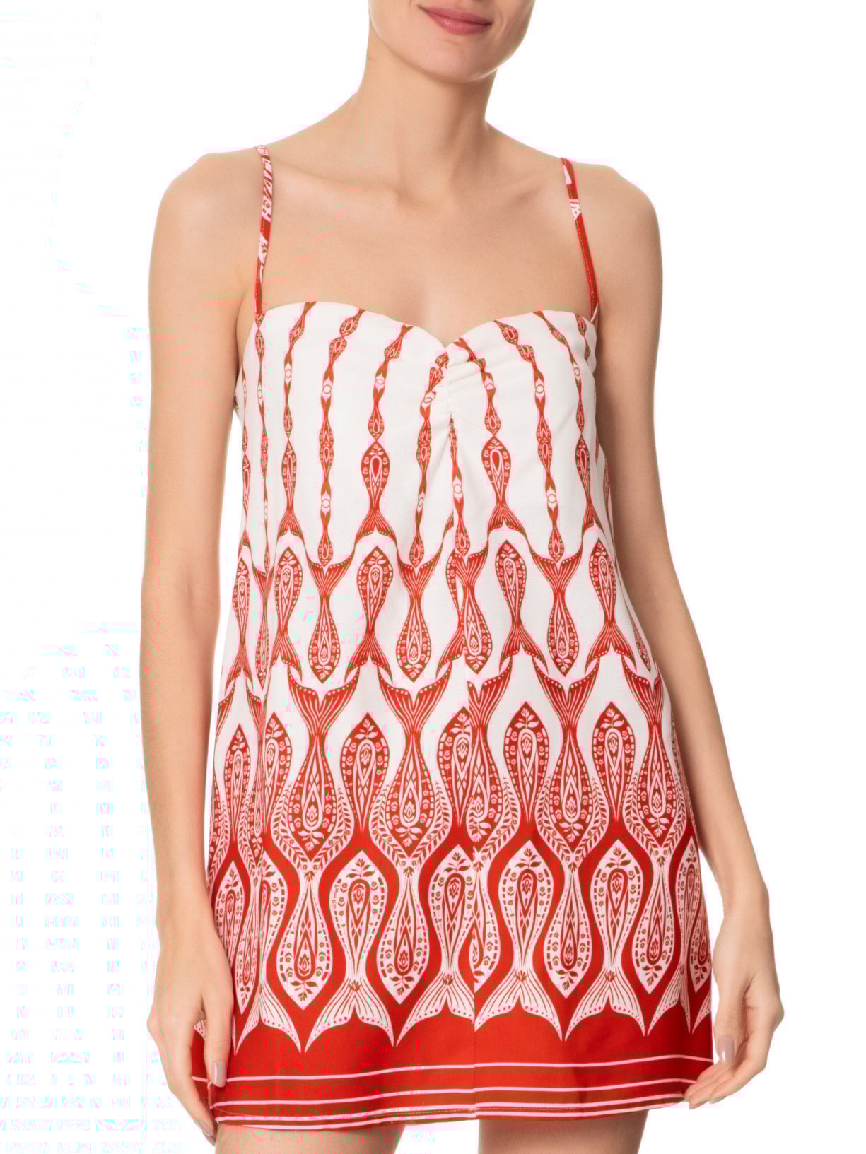 Vestido Curto Peixe Correnteza Vermelho Farm