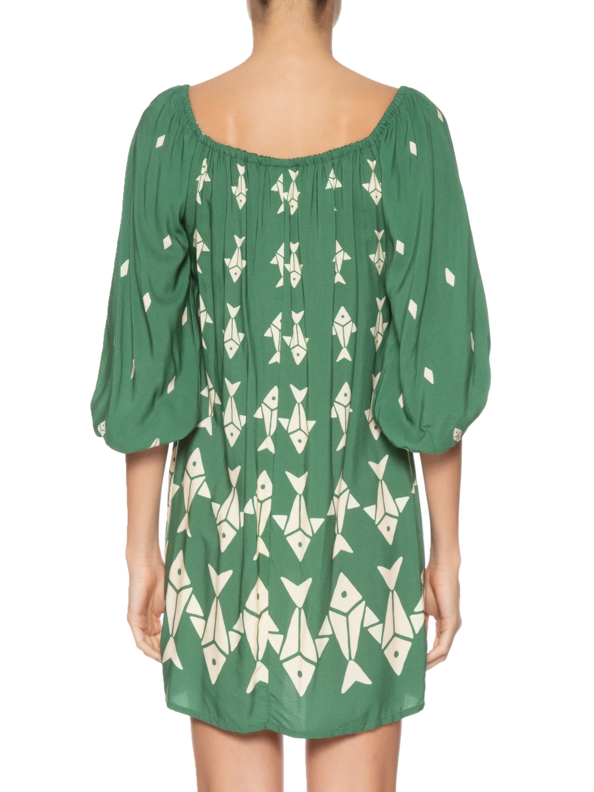 Vestido Curto Peixinhos Verde Farm