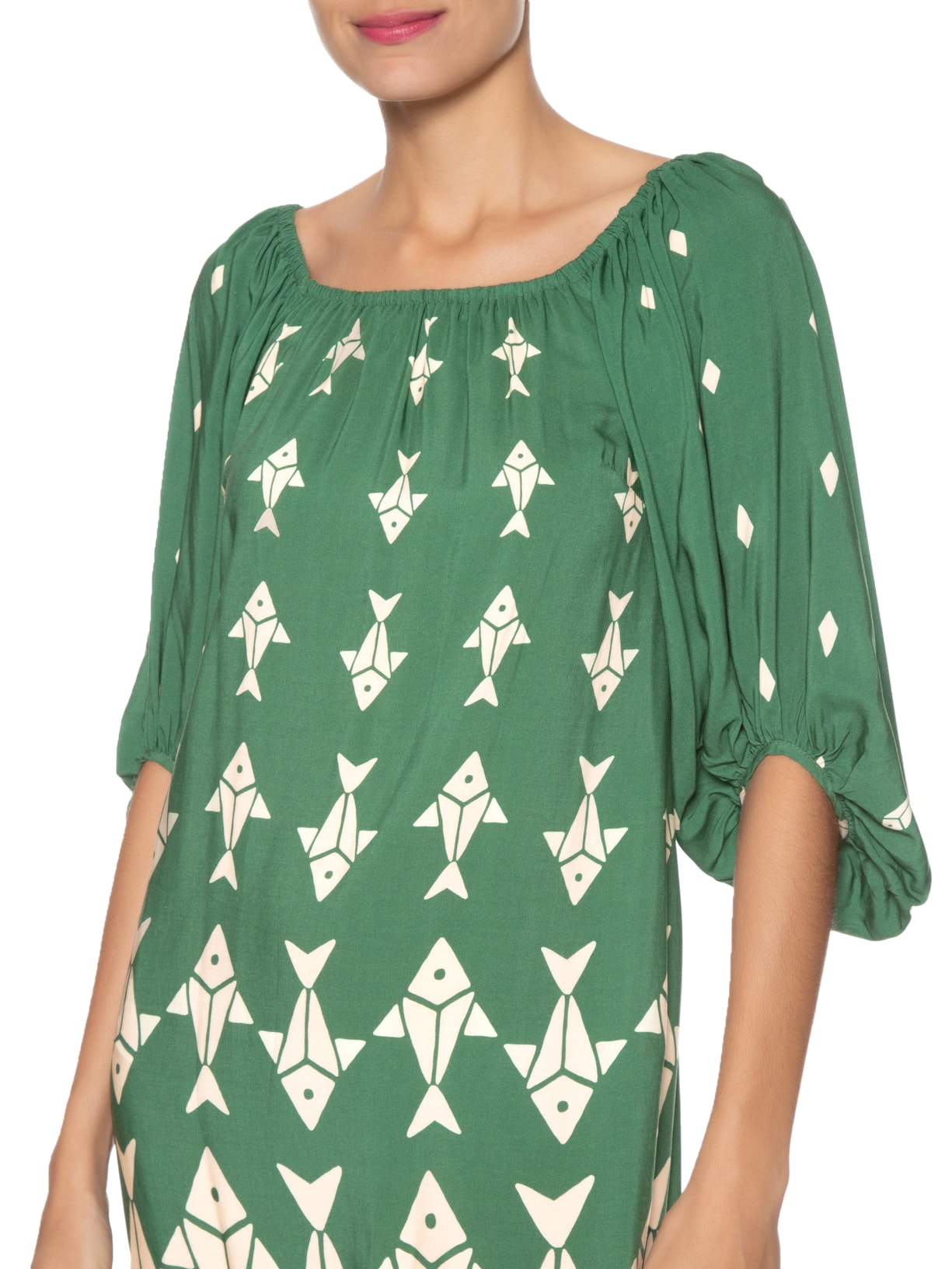 Vestido Curto Peixinhos Verde Farm