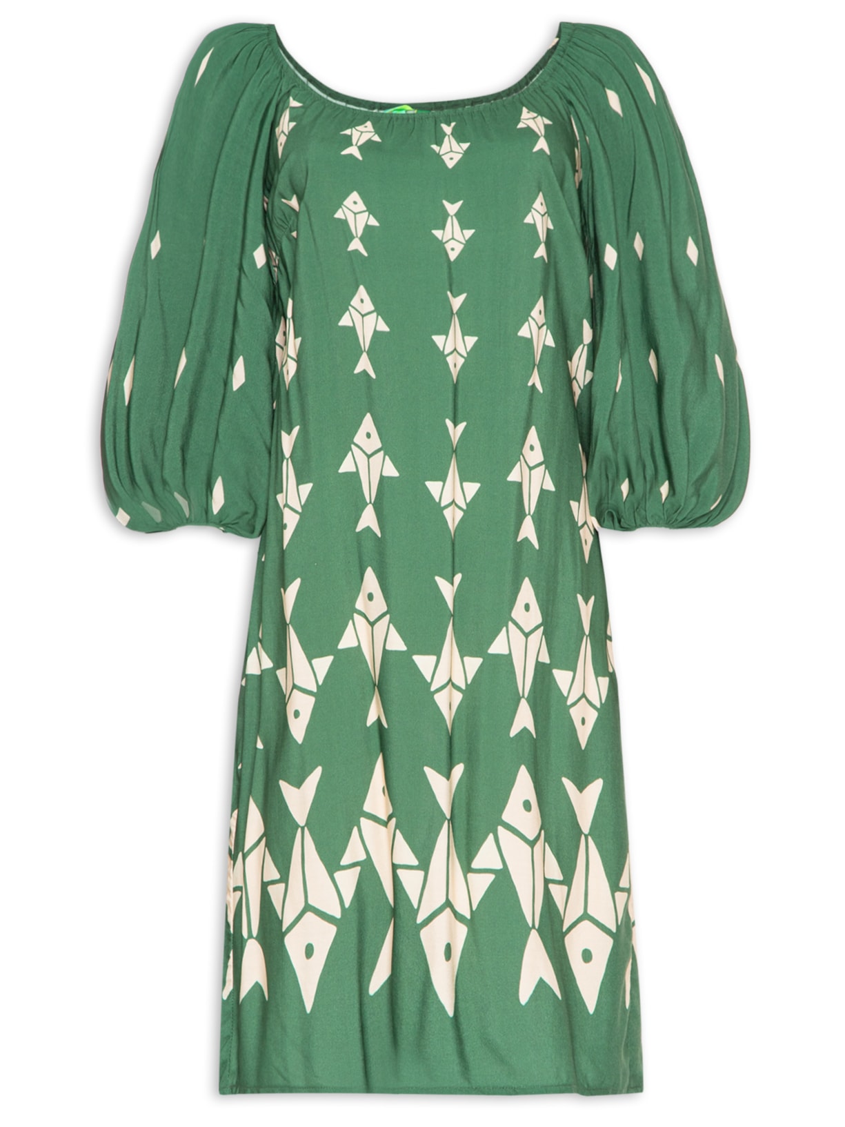 Vestido Curto Peixinhos Verde Farm