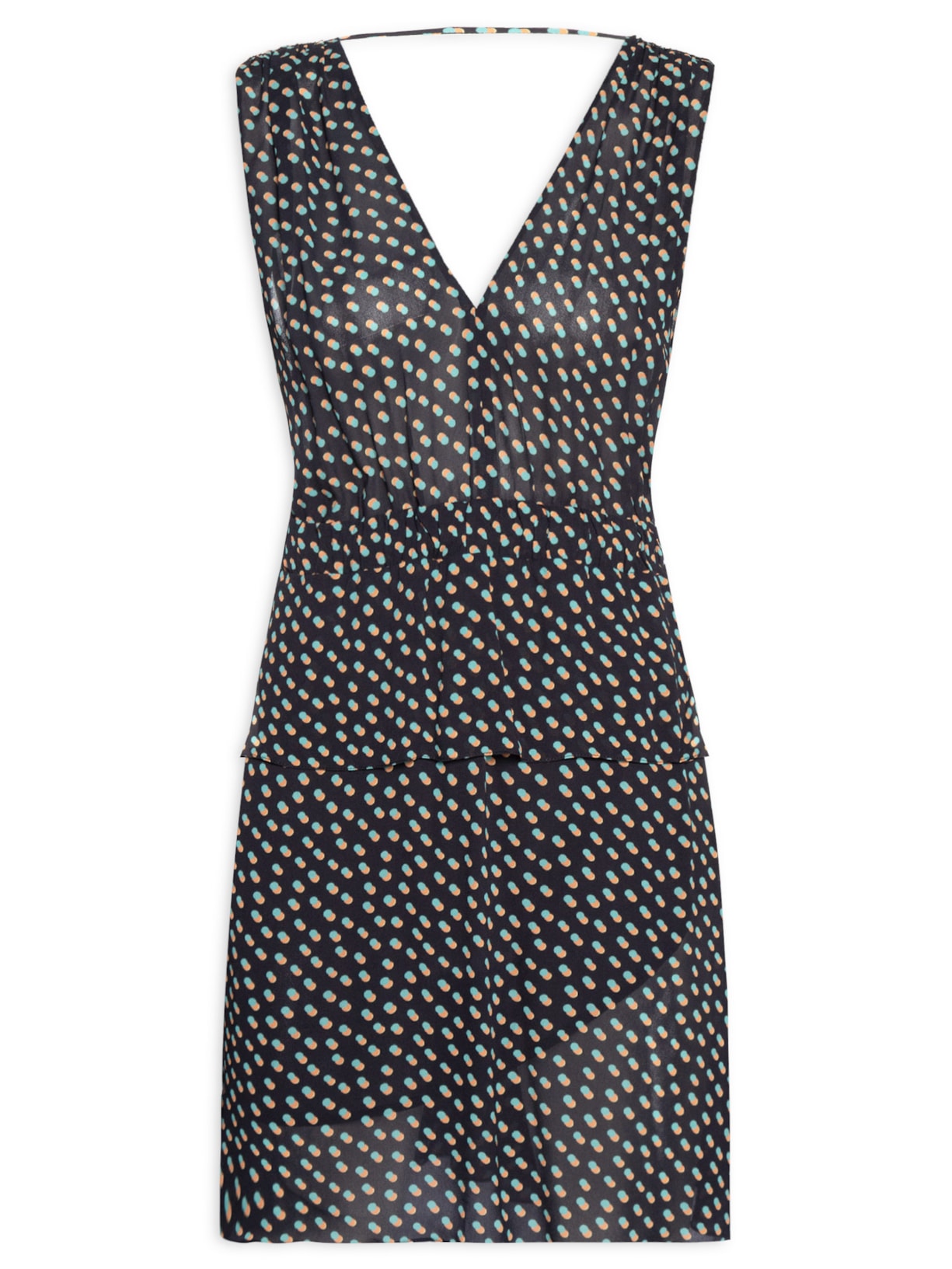 Vestido Curto Pois Tri - Preto