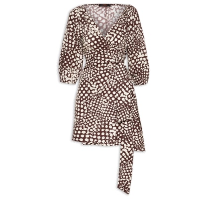 Vestido Curto Pois Vitral - Marrom