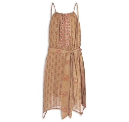 Vestido Curto Pontas Estampa Lírio - Rosa