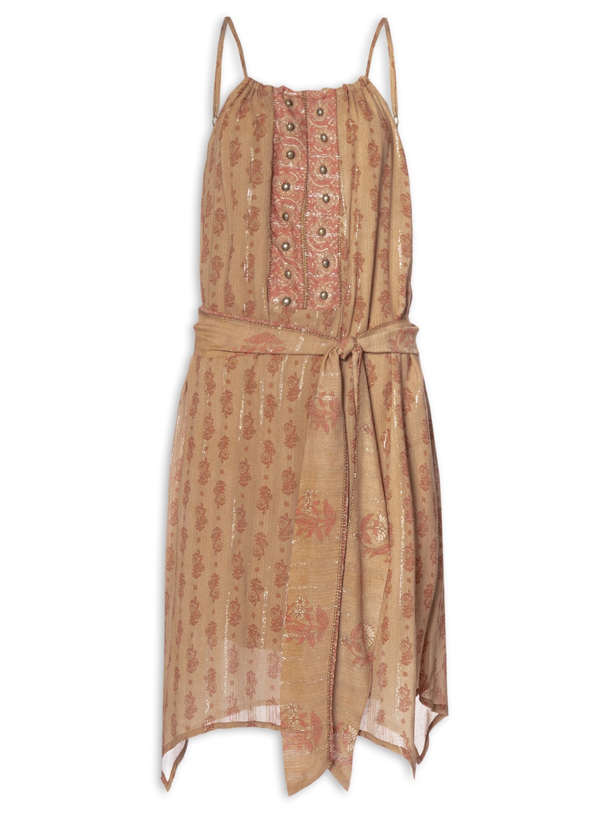 Vestido Curto Pontas Estampa Lírio - Rosa