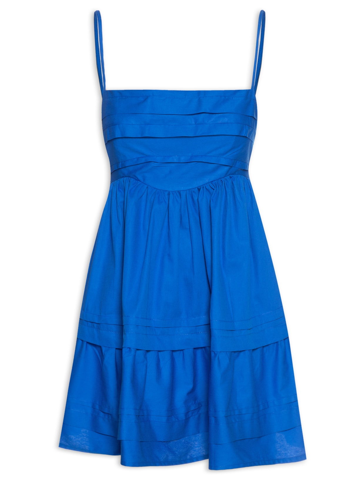 Vestido Curto Pregas - Azul