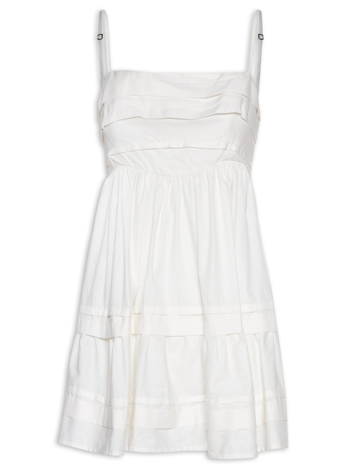 Vestido Curto Pregas - Branco